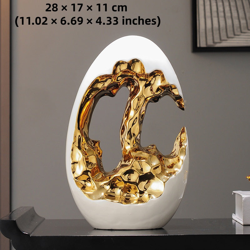 Egg Sculpture – Abstract Metallic Statement Piece