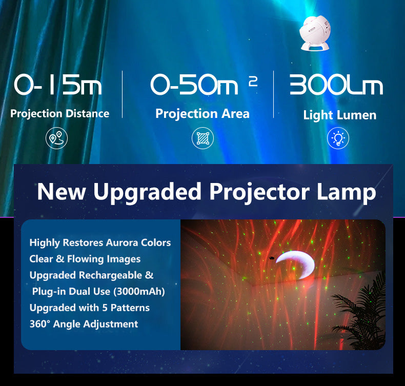Aurora & Starry Sky Projection Bluetooth Speaker (with Ambient Light)