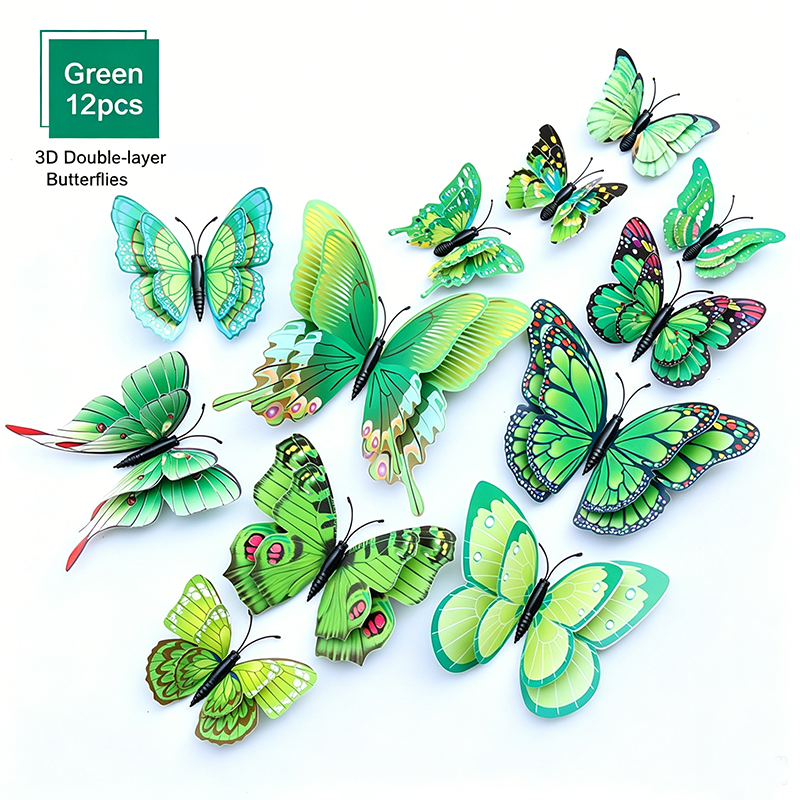 Assorted-Color 3D Self-Adhesive Magnetic Butterfly Decals