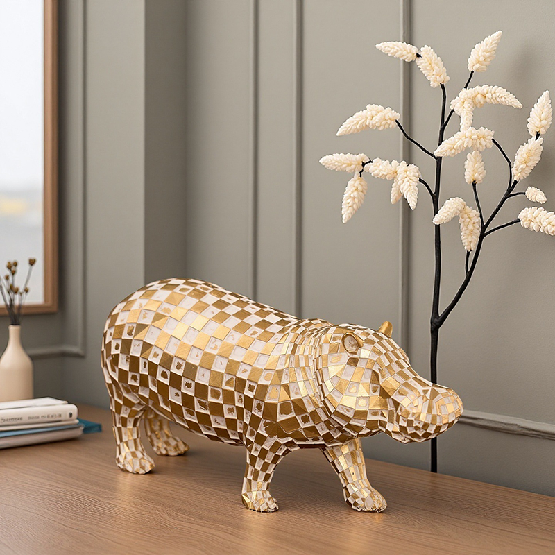 Affordable Luxury Gold Resin Hippo Ornament