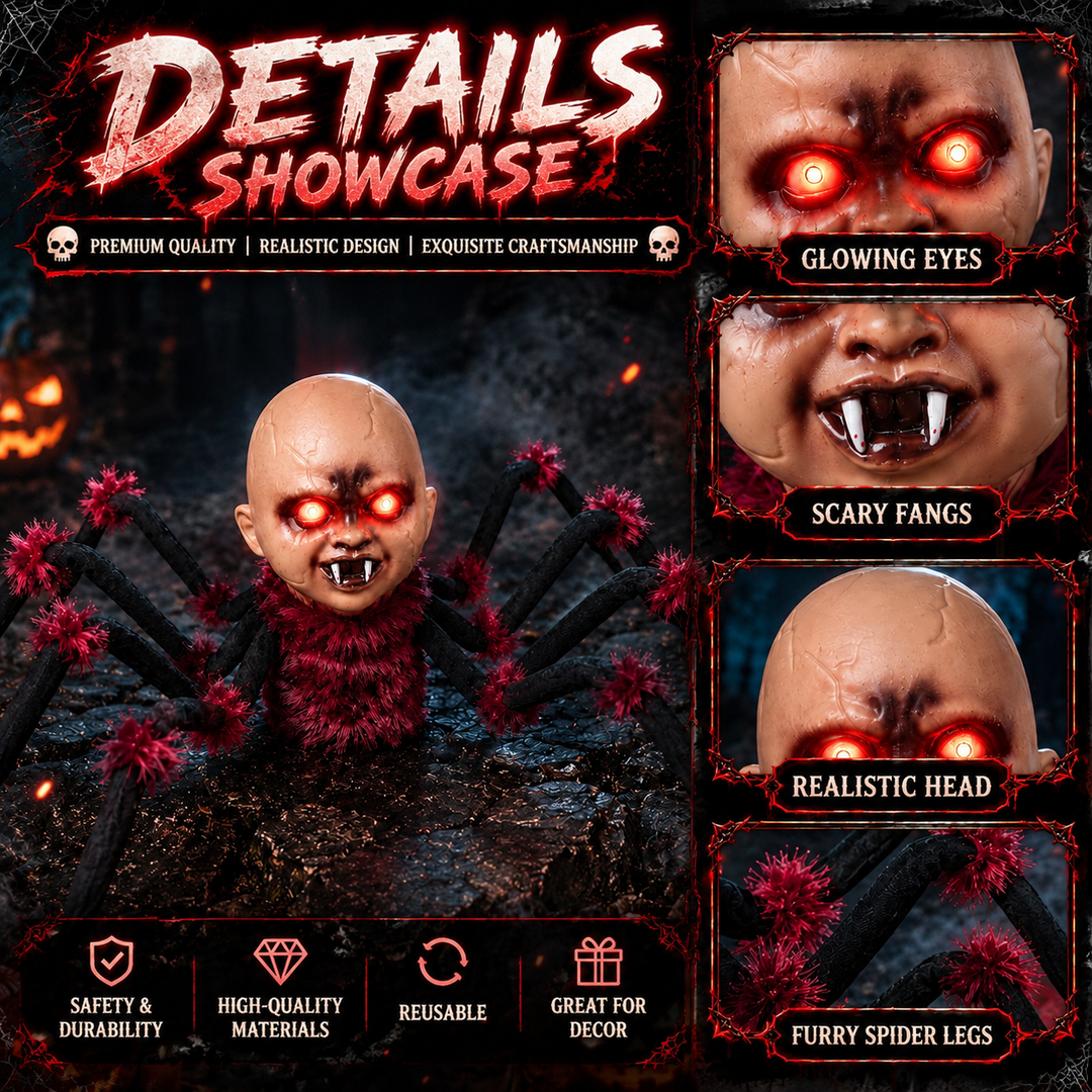 New Animated Halloween Spider with Human Head Toy
