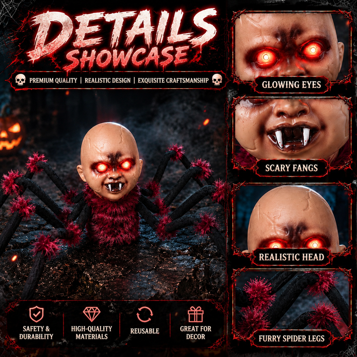 New Animated Halloween Spider with Human Head Toy