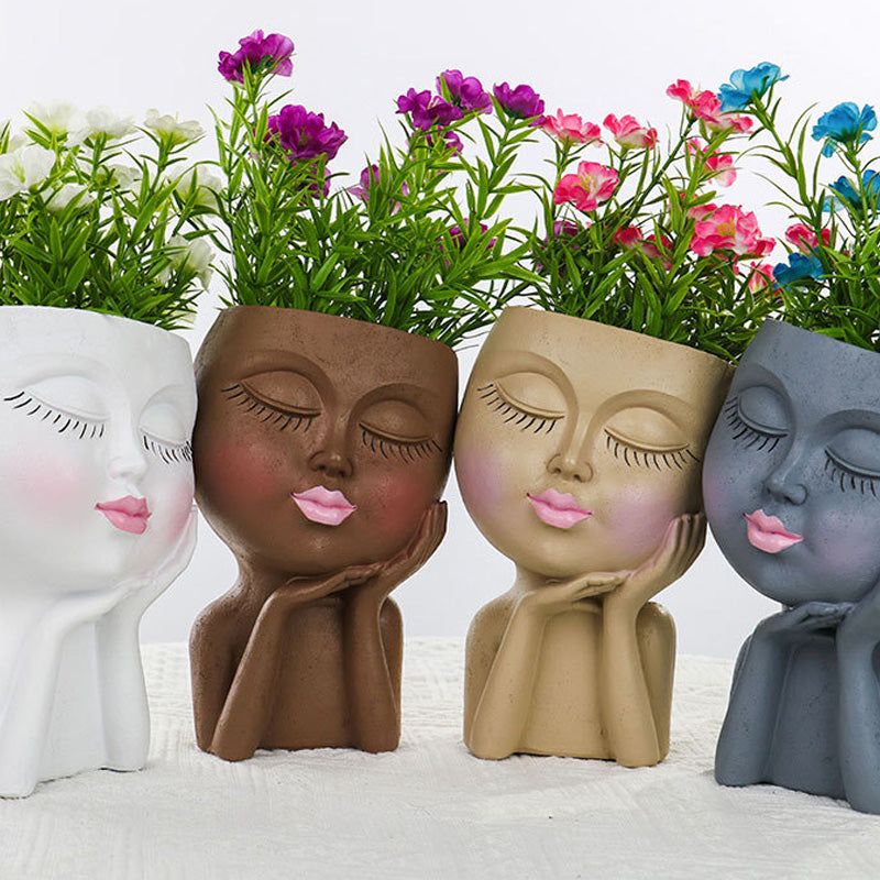 Chin-Resting Flowerpot Decoration