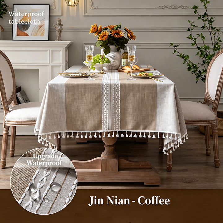 Premium-quality cotton-linen tablecloth—waterproof and stain-resistant