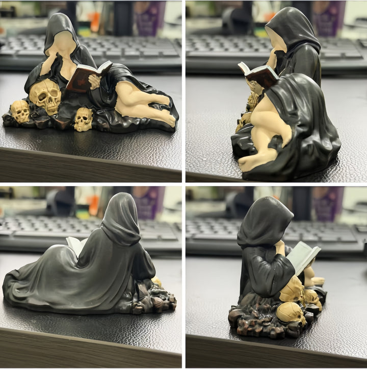Dark-style hooded scholar statue ornament