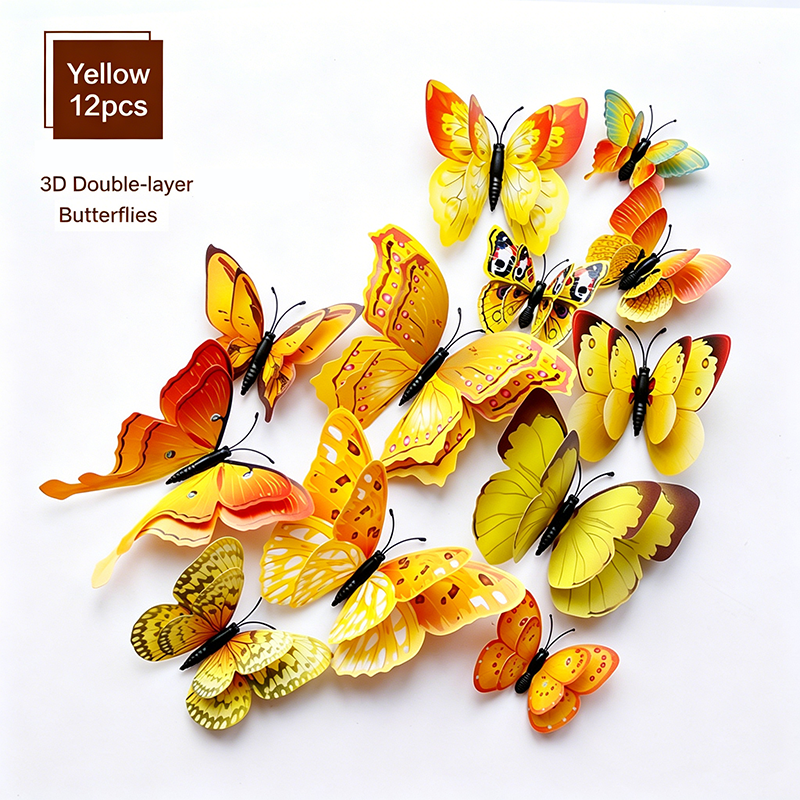 Assorted-Color 3D Self-Adhesive Magnetic Butterfly Decals
