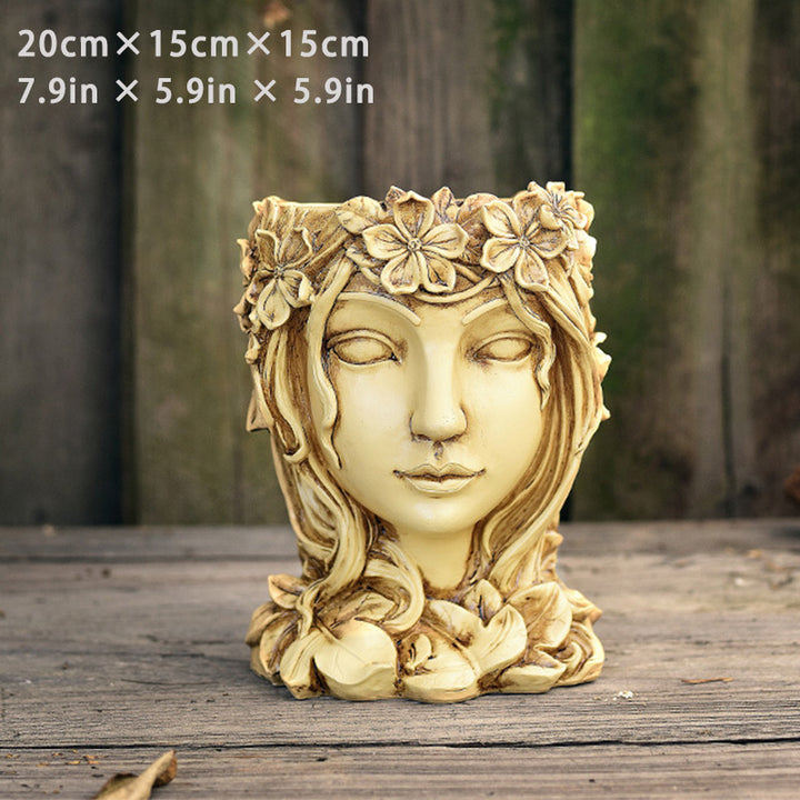 Goddess-Themed Resin Flower Pot Ornament