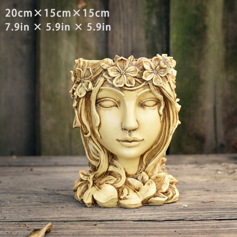 Goddess-Themed Resin Flower Pot Ornament