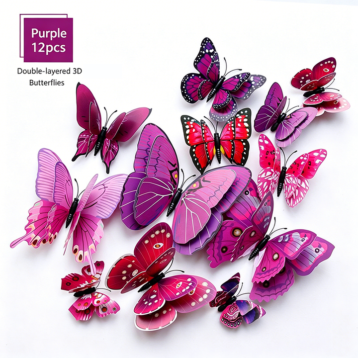 Assorted-Color 3D Self-Adhesive Magnetic Butterfly Decals
