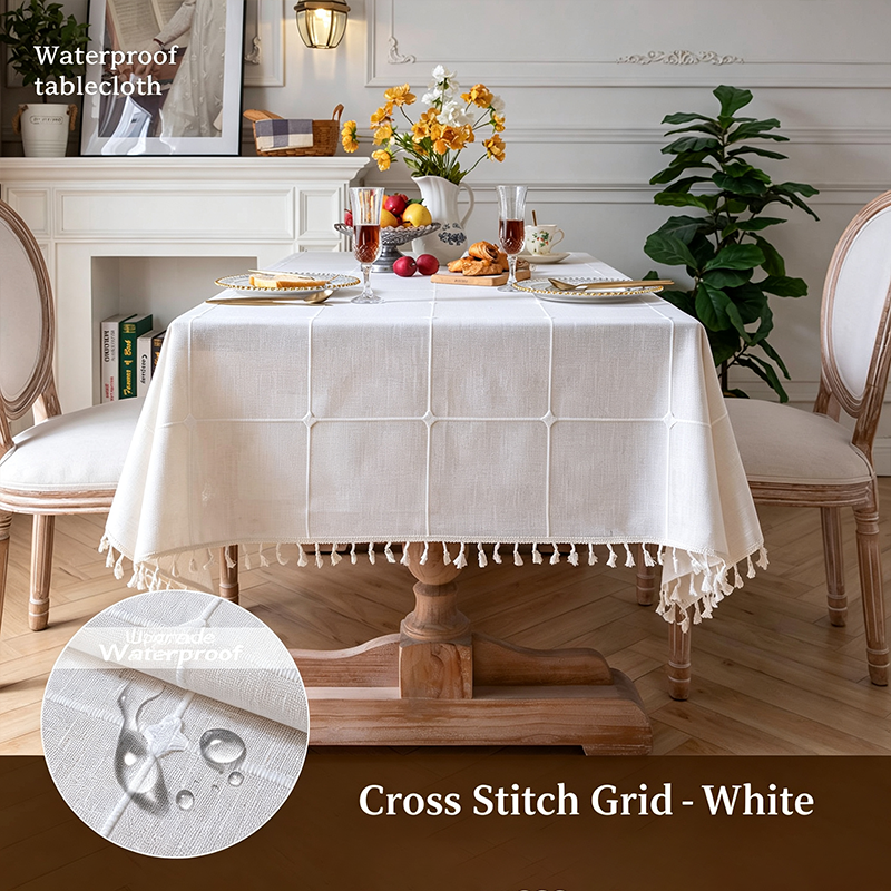 Premium-quality cotton-linen tablecloth—waterproof and stain-resistant