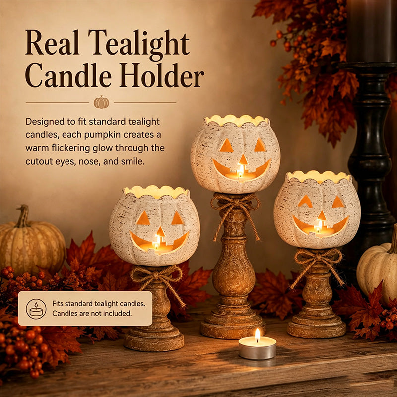 White Pumpkin-Shaped Candle Holder – 3D Decorative Ornament