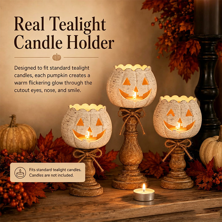 White Pumpkin-Shaped Candle Holder – 3D Decorative Ornament