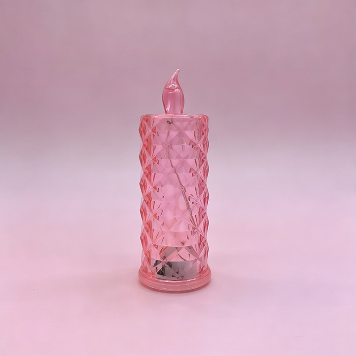 LED electronic candle with rose pattern (plastic)
