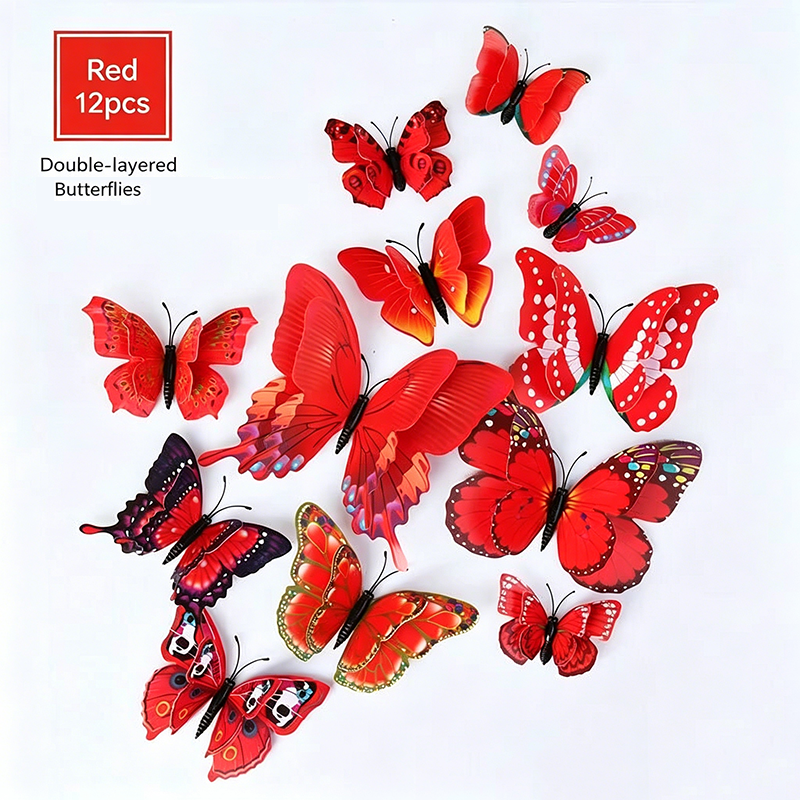 Assorted-Color 3D Self-Adhesive Magnetic Butterfly Decals
