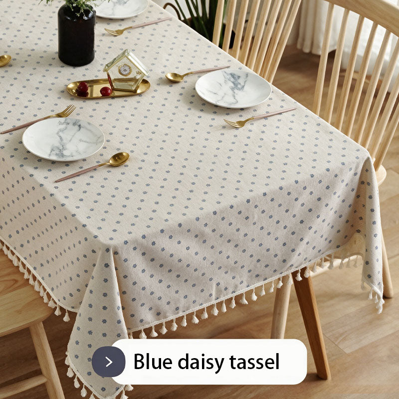 Fresh-style printed tablecloth with tassels