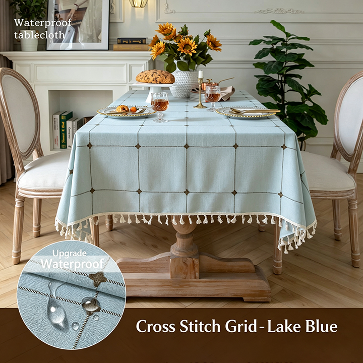Premium-quality cotton-linen tablecloth—waterproof and stain-resistant
