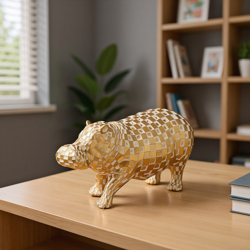 Affordable Luxury Gold Resin Hippo Ornament