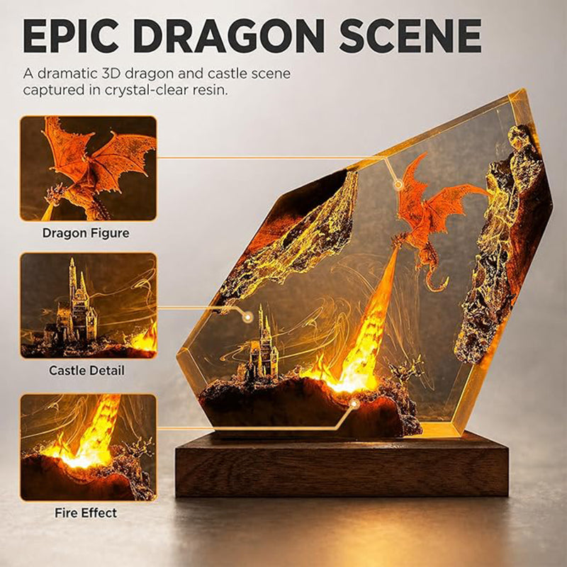 Blazing Fire Dragon Resin Lamp Ornament