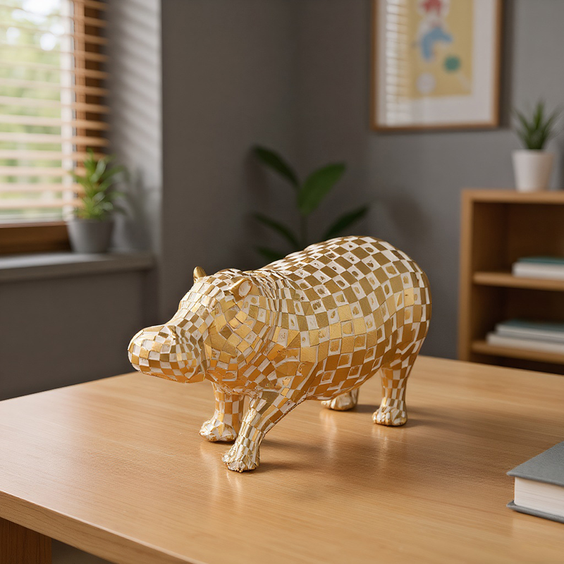 Affordable Luxury Gold Resin Hippo Ornament