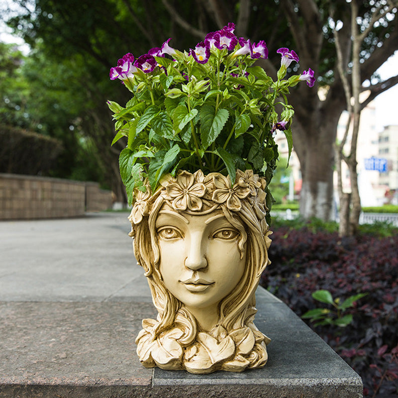 Goddess-Themed Resin Flower Pot Ornament