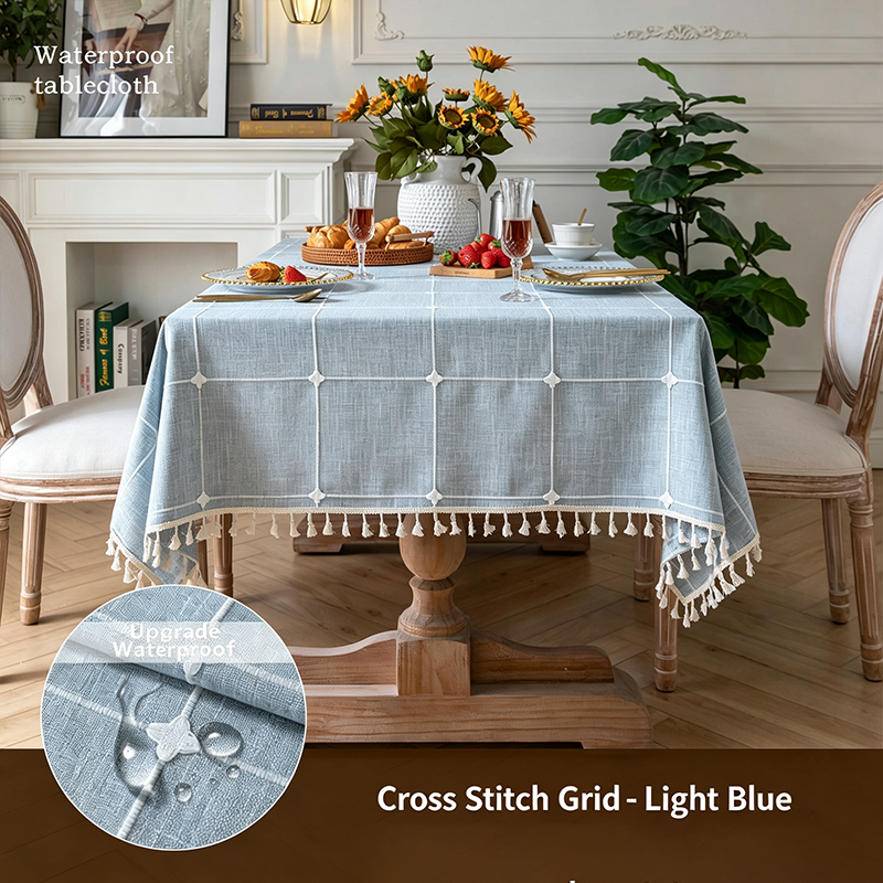 Premium-quality cotton-linen tablecloth—waterproof and stain-resistant