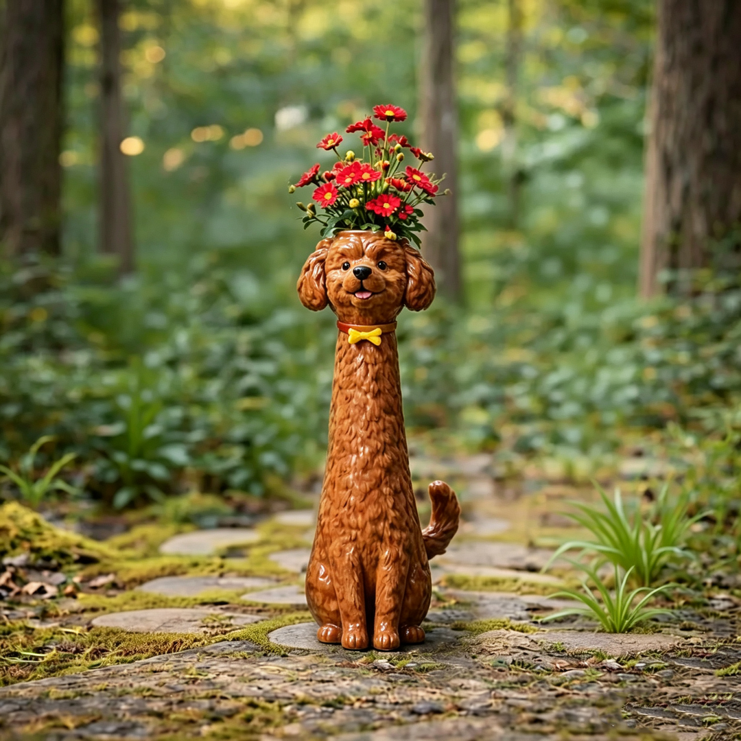 Playful Handmade Resin Cat and Dog Shaped Vases
