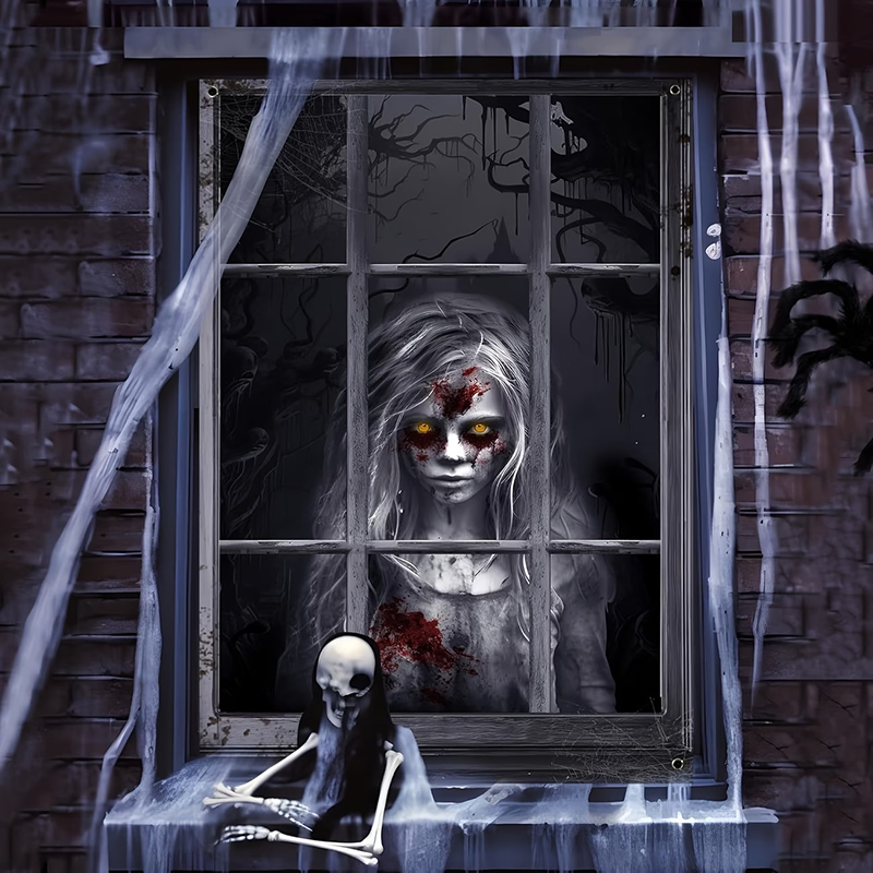 Halloween Spooky Window Fabric Decoration