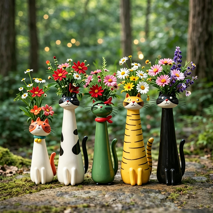 Playful Handmade Resin Cat and Dog Shaped Vases