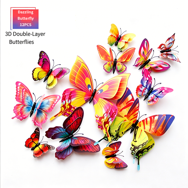 Assorted-Color 3D Self-Adhesive Magnetic Butterfly Decals