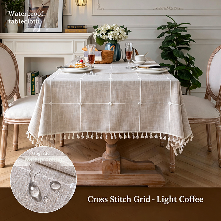 Premium-quality cotton-linen tablecloth—waterproof and stain-resistant