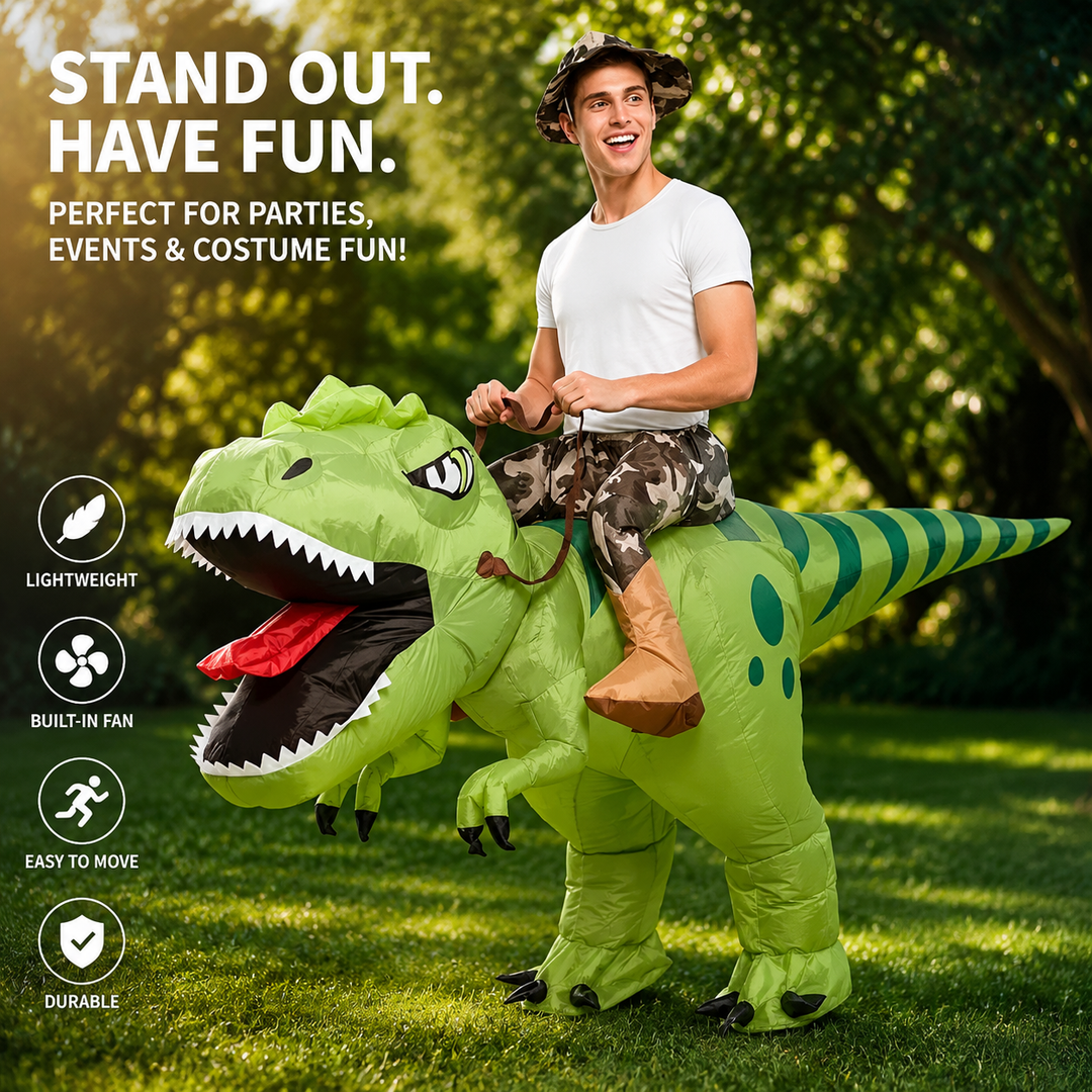 Inflatable dinosaur costume suitable for parties and performances