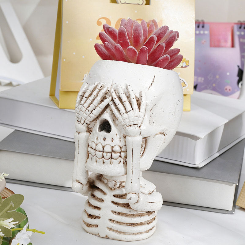 New Skull-Shaped Resin Planter Ornament