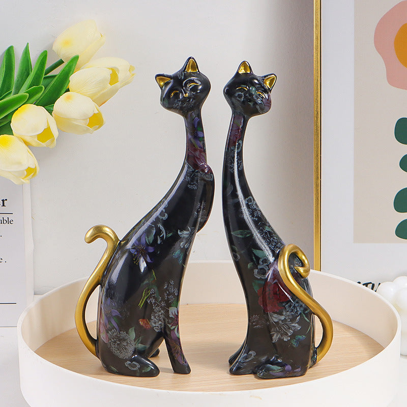 Water transfer printed cat figurine