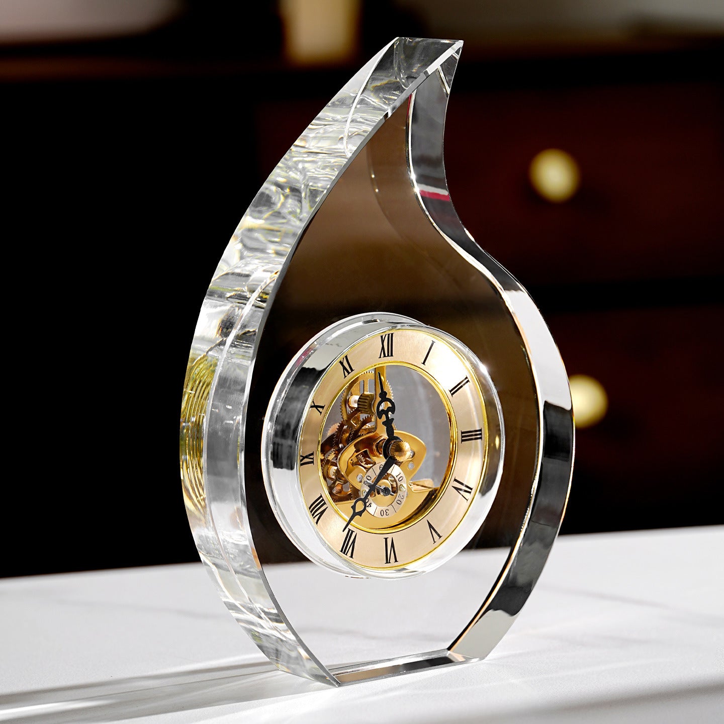 High-End Crystal Mechanical Clock Ornament