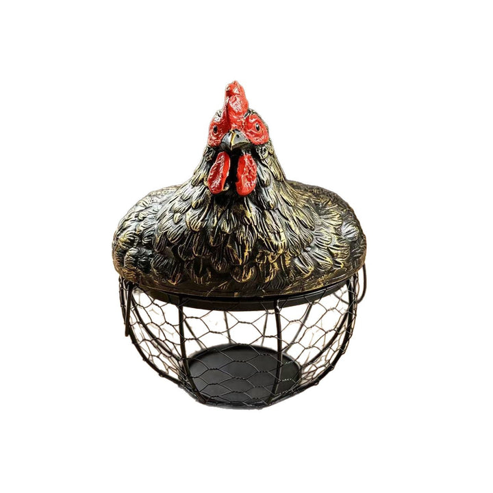 Hen-shaped wire basket for eggs and fruit
