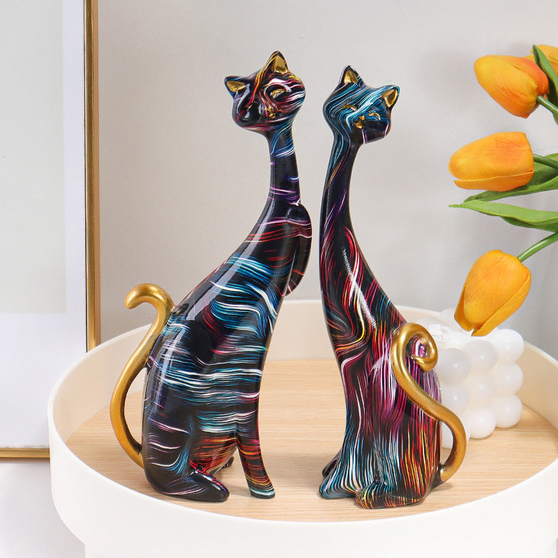 Water transfer printed cat figurine