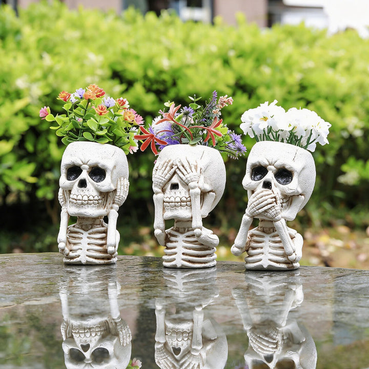 New Skull-Shaped Resin Planter Ornament