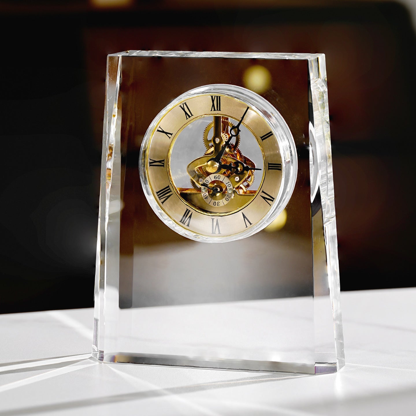 High-End Crystal Mechanical Clock Ornament