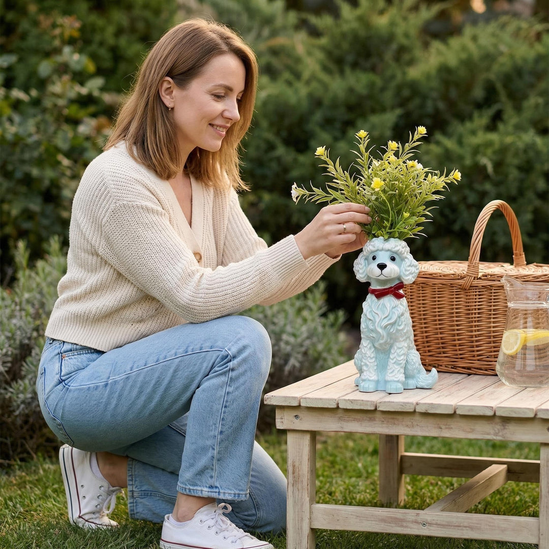 Playful Handmade Resin Cat and Dog Shaped Vases