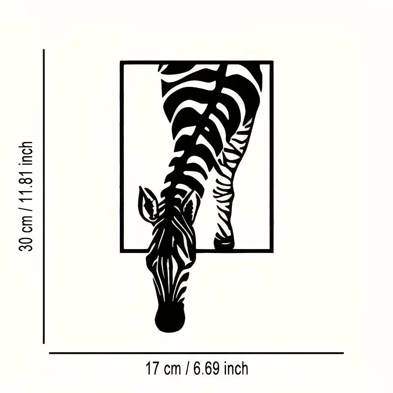 Zebra-print minimalist metal wall decoration