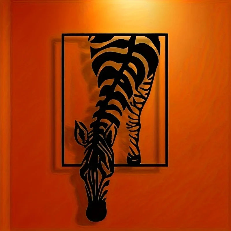 Zebra-print minimalist metal wall decoration