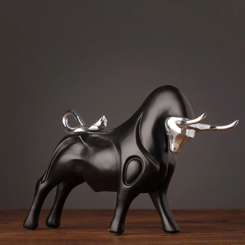 Obsidian Bull Sculpture