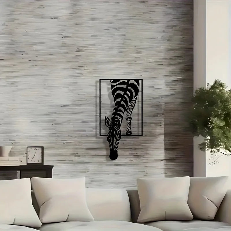 Zebra-print minimalist metal wall decoration
