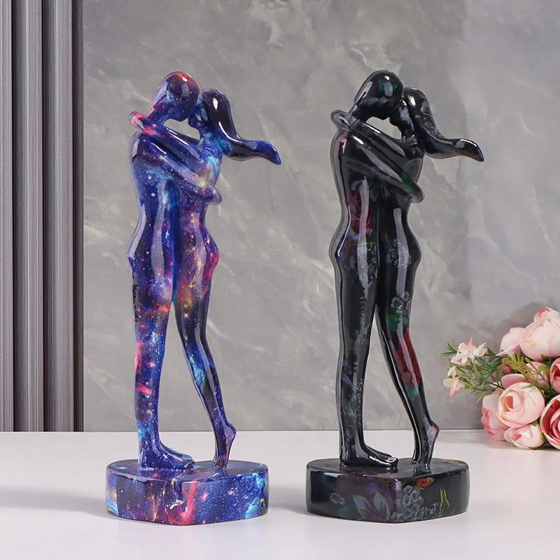 Cosmic Bond - Abstract Couple Embrace Sculpture