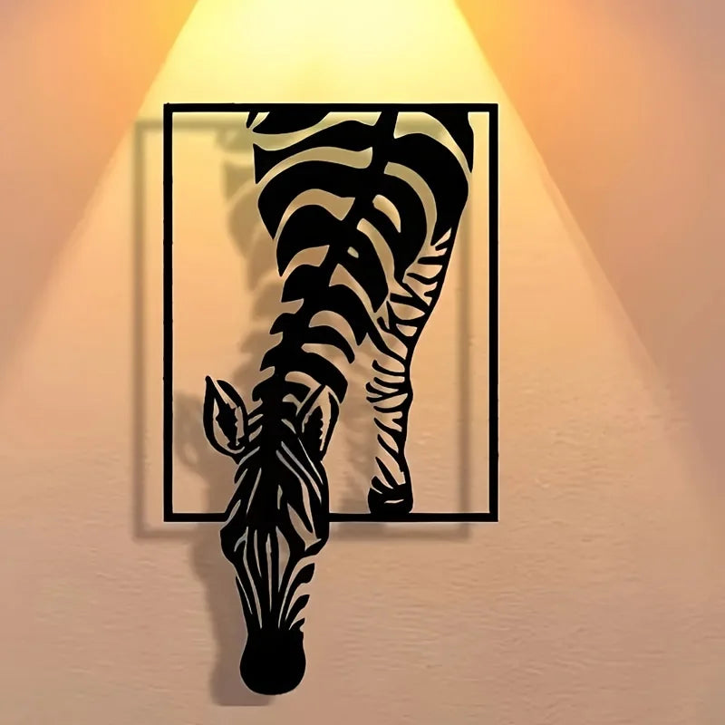 Zebra-print minimalist metal wall decoration
