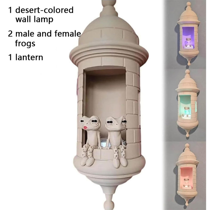 3D Desert-Colored Frog-Shaped Wall Lamp Set