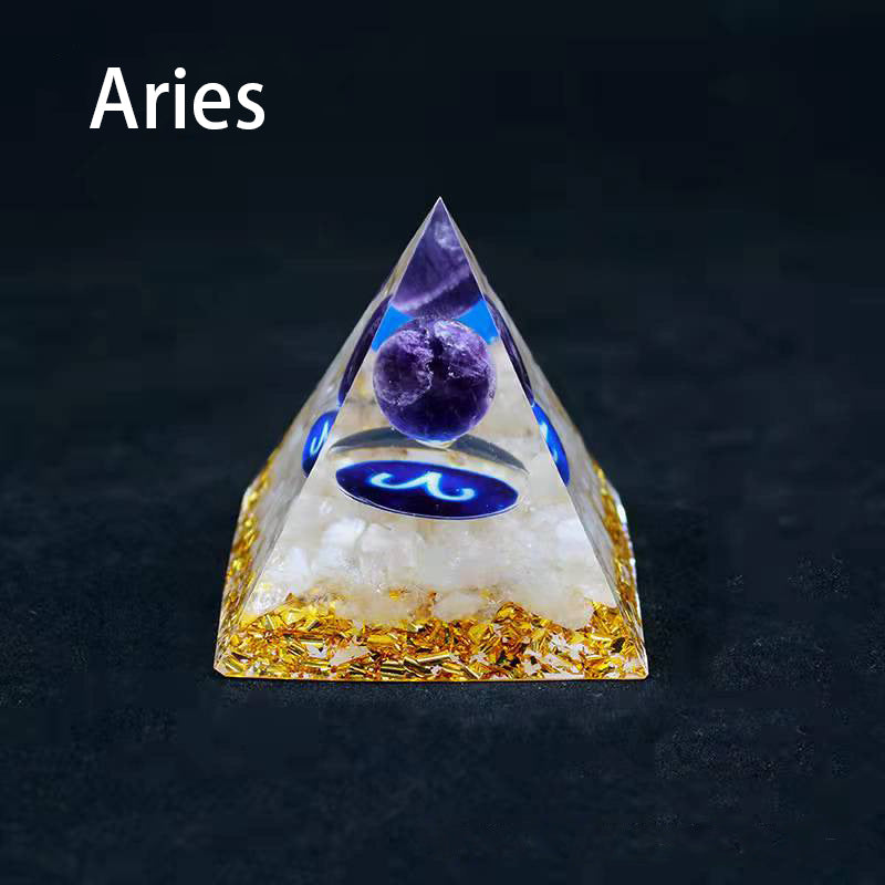 12 Zodiac Sign Resin Crystal Pyramid – Gift for Kids