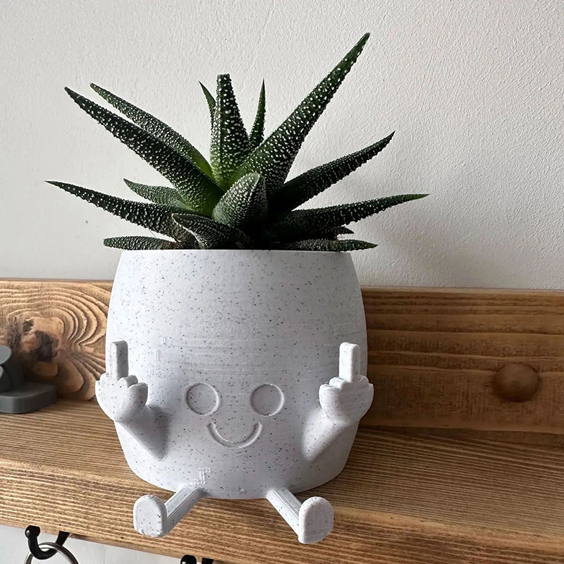 Fun resin flowerpot: middle-finger design.