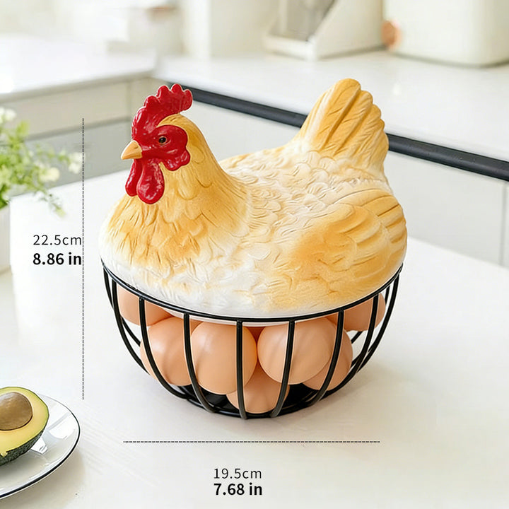 Creative Hen-Shaped Wire Basket for Eggs and Fruit