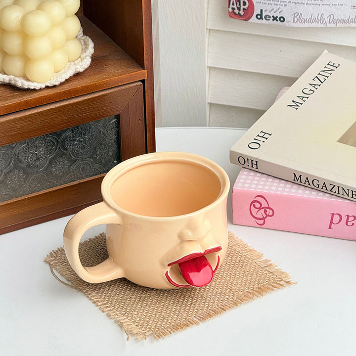 Quirky Tongue-Out Ceramic Mug